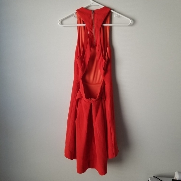Lulu's Fit & Flare Cut Out Back Pleated Skater Dress Red/Orange Size S - Picture 9 of 14